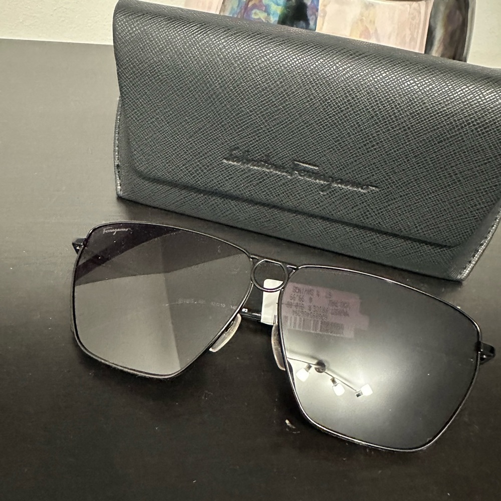 Salvatore Ferragamo Black Sunglasses with Case